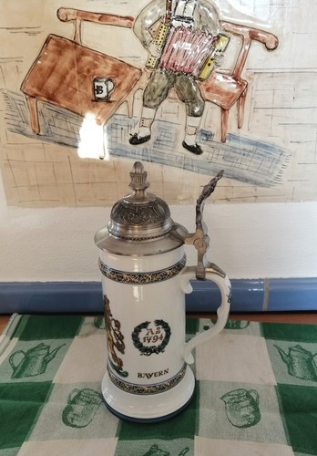 Bier Krug mit Zinndeckel - Bayerisches Wappen - Manifaktur "Z" Schrobenhausen - Bild 8 von 10