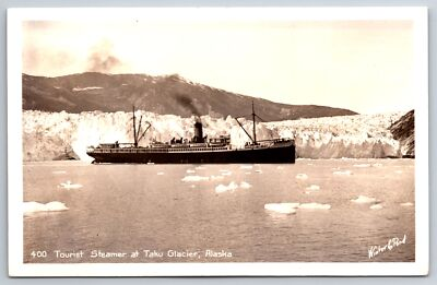 #ad Taku Glacier Alaska Tourist Steamer Ice Chunks 1930s Real Photo Postcard RPPC $11.99