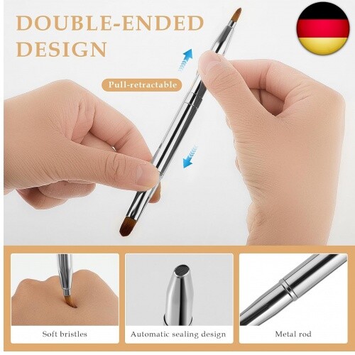 Einziehbare Lippen Makeup-Pinsel, Doppelendiger Lippenpinsel Mini lippenpinsel - Bild 3 von 7