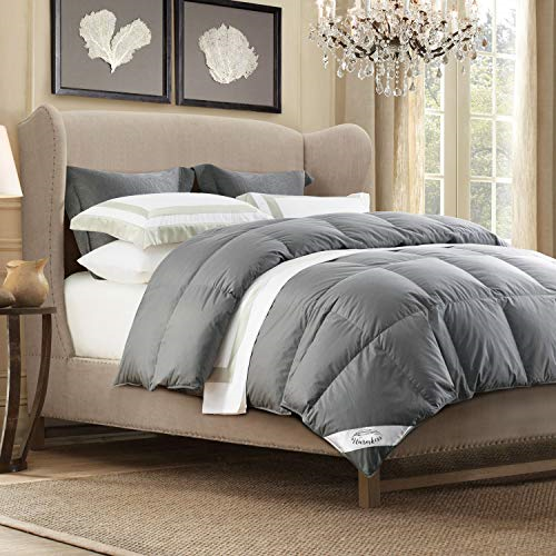 Warmkiss White Goose Down Comforter Grey White Hypoallergenic