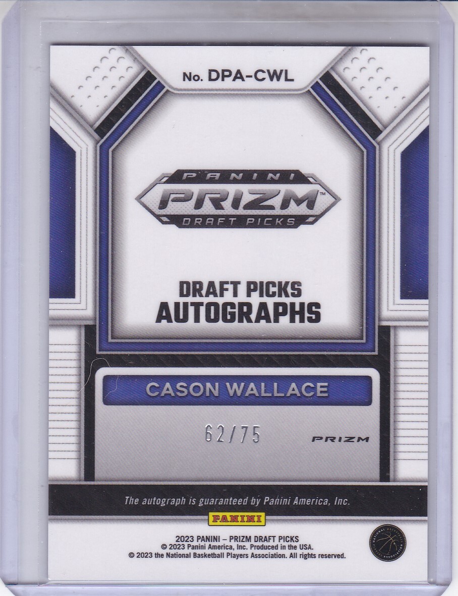 CASON WALLACE 2023-24 PRIZM DRAFT PICKS BLUE ICE AUTO AUTOGRAPH RC 