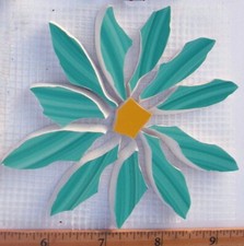 4" Large Turquoise Blue Daisy Flower Mosaic Tile Broken Cut China Plate