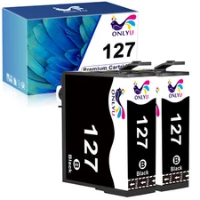 2PK Black T127 Ink for Epson 127 Workforce 545 635 Stylus NX530 WF-3520 WF-7010