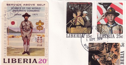 LIBERIA 1979 FIRST DAY COVER, NORMAN ROCKWELL ART BOY SCOUTS - Picture 9 of 20