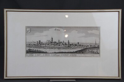 Erding Gesamtansicht Panorama Merian Kupferstich gerahmt original