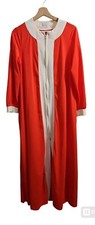 Vtg 60s Miss Elaine Large Zip Up Robe Orange Cream House Dress Color Block Gown