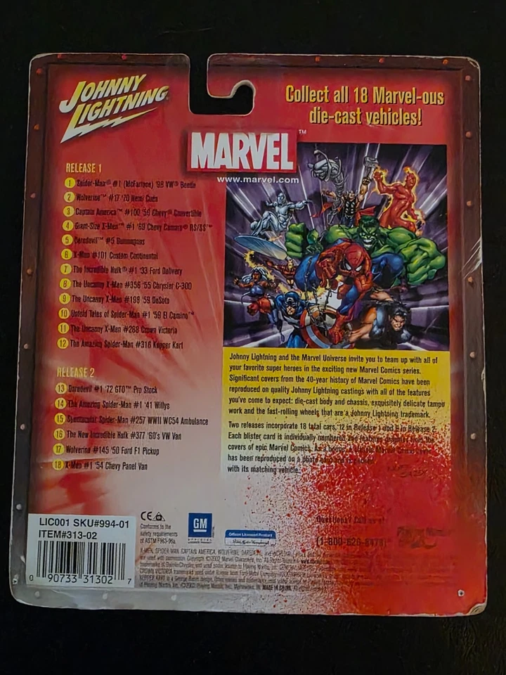 Marvel Daredevil Johnny Lightning (2002) 1950 Buick Die-Cast con cómic completo Foto 4 de 4