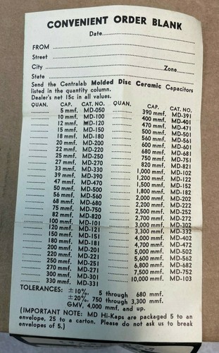 NOS Centralab Type MD Molded Disc Ceramic BC Hi-Kaps, MD-220, 22 MMF 1000VDC - Picture 4 of 4