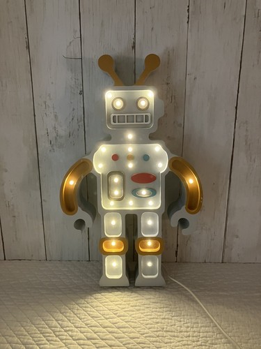 Little Lights Wooden Robot Lamp Children’s Kids Nightlight Dimmer Remote Timer - Picture 7 of 9