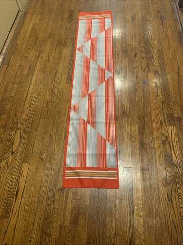 VINTAGE MR.EMPEROR ME 100% POLYESTER GEOMETRIC DESIGN SCARF ITALY 10" X 55" - Picture 3 of 12
