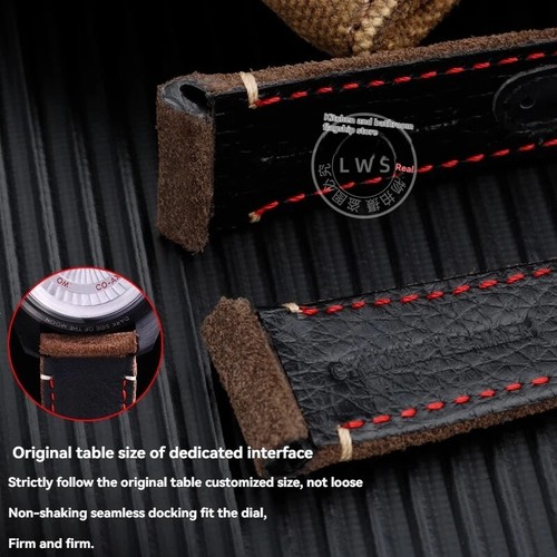 Correa de reloj de cuero vintage para Omega Speedmaster 21 mm marrón negro piel de becerro suave - Imagen 22 de 33