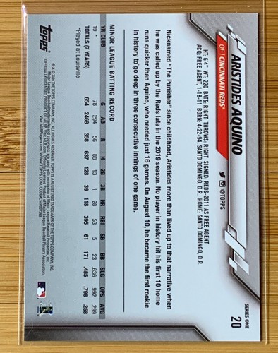 Topps Serie 1 2020 Aristides Aquino Walgreens amarillo raro radiocontrol Cincinnati Reds. - Imagen 2 de 2