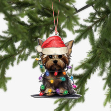 Yorkshire Terrier Dog Christmas Ornament, Yorkie Dog Lovers Xmas Ornament Gift