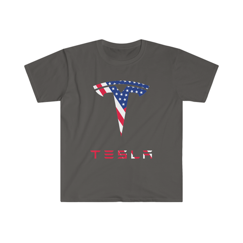 Tesla USA Flag Unisex Softstyle T-Shirt - Picture 8 of 13