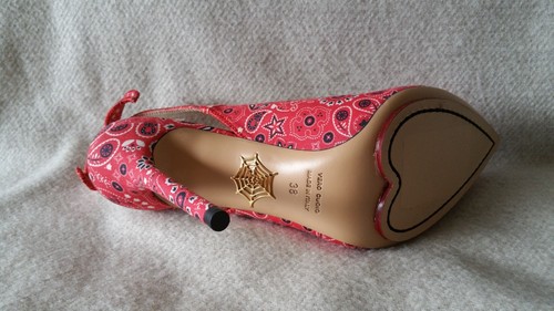 New Charlotte Olympia Monroe Bandana Sling back pump heel 8 38 Red Shoe - Picture 11 of 13