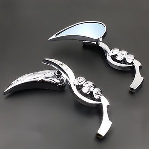 Chrome Mini Skull Rearview Side Mirrors Motorcycle Chopper ...