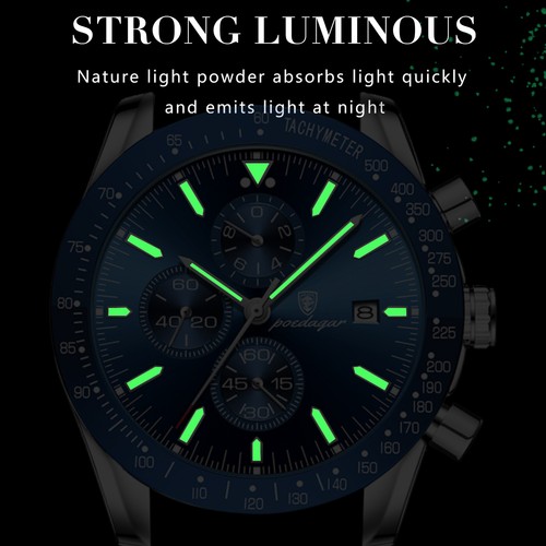 Mens Quartz Watches 3 ATM Waterproof Steel Strap Multifunction Date Wristwatches - Picture 13 of 25