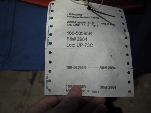 1998-2001 Audi A6 Sedan Passenger Right Side Tail Light OEM W/90 Day Warranty - Picture 6 of 7