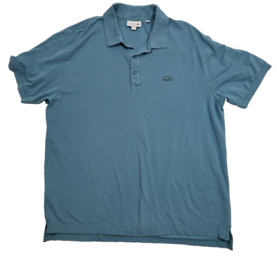 LACOSTE Classic Fit Slate Blue Pique Cotton 3 Button Polo Shirt sz 7 US XXL