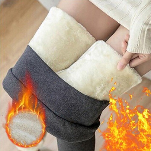 Pantaloni donna foderati in pile leggings pantaloni termici spessi elasticizzati slim fit caldi - Foto 16 di 16