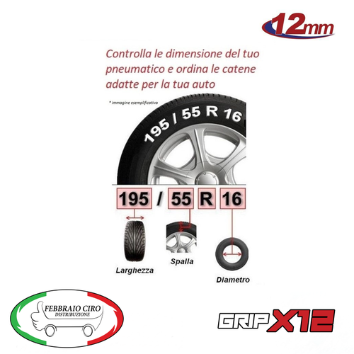 Catene da Neve 12mm Omologate Gr.140 Lega Acciaio pneumatico 235/55r19 - Imagen 7 de 7