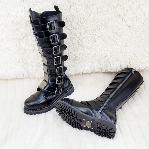 Riot 21 Góticas Botas de Combate Motociclista Puntera de Acero Cuero Negro Hombres DEMONIA NY IN HOUSE - Imagen 7 de 12