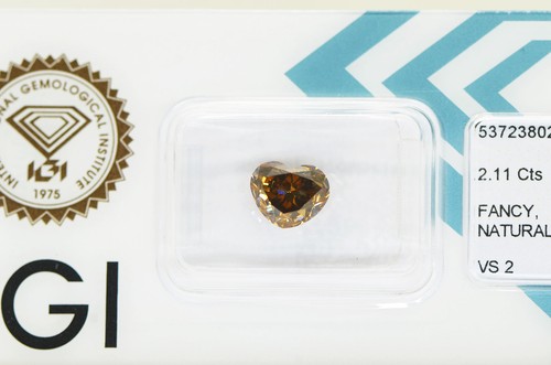 Heart Shape Diamond Natural Fancy Brown Color VS2 IGI Certificate 2.11 Carat - Picture 2 of 7
