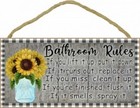 Country Sunflower Bathroom Rules If you lift it put it... Wood 10x5 Sign NEW D70
