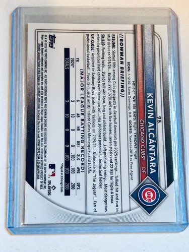 2025 Bowman Red Rookie Refractor BuyBack Kevin Alcantara Chicago Cubs - Picture 2 of 2
