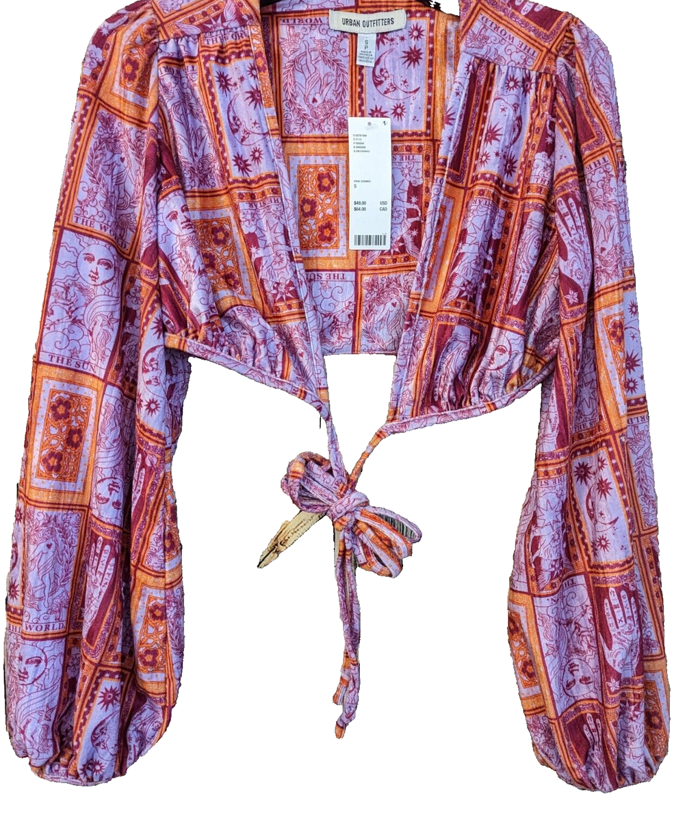 Urban Outfitters Florentina Wrap Top Strappy Plunging Pink Tarot