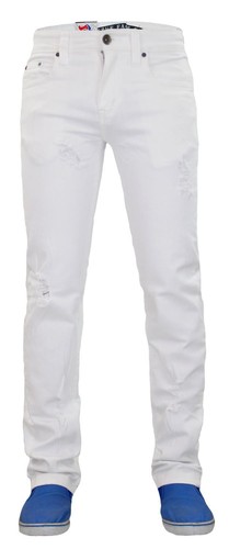 Pantalones de mezclilla ajustados súper elásticos para hombre denim rasgados calce ajustados informales - Imagen 32 de 35