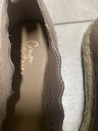 Crown Vintage Shoes Womens 9M Brae Espadrille Flats Beige Suede Leather Slip On - Picture 4 of 12