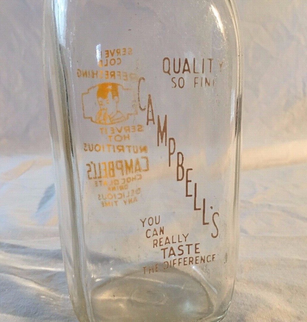 Rare Vintage Campbells Chocolate Milk Bottle