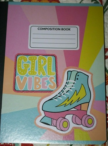 GIRL VIBES COMPOSITION BOOK + PACKAGE OF 12 COLORFUL PENCILS NEW SCHOOL SUPPLIES - Picture 2 of 3