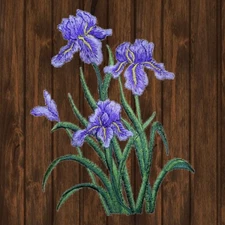 Extra Large Iris Embroidered Patch — Iron On