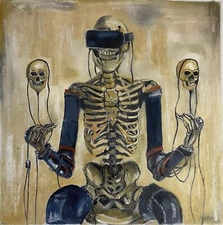 Unique Oil Painting "Hyperreallity-Social Media" 19,6 x 19,6 inch