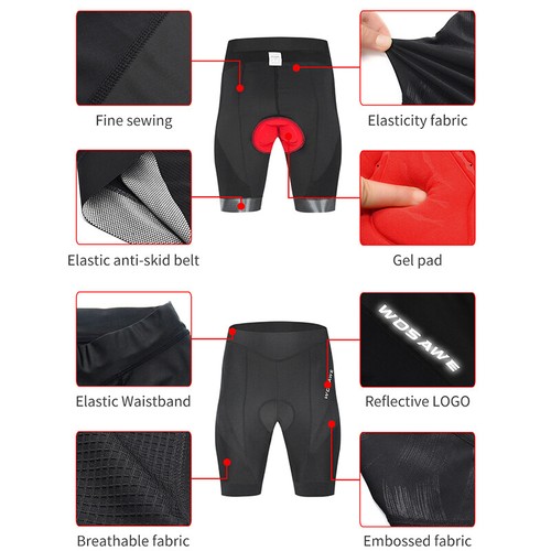WOSAWE Herren Radfahren gepolsterte Shorts Fahrrad Komfortable kurze Tights Hose - Bild 6 von 12