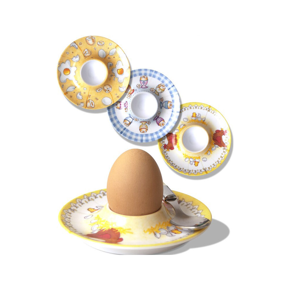 Portauovo in Pura Melamina 4 Pezzi Decoro Assortito Made in Italy