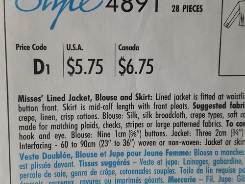 Style Sewing Pattern #4891 Misses Jacket Skirt Blouse Alfred Sung Sz 12 Vtg -Cut - Picture 5 of 5