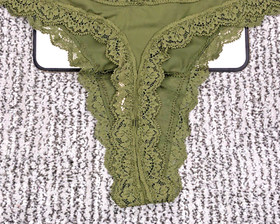 Victoria's Secret Dream Angels NWT XXL Green Lace Trim Thong Panty Soft