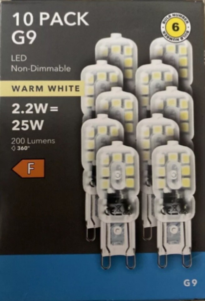 20 x Bulbs 25W 2.2W G9 LED Capsule Bulb 200 Lumen 2 X 10 Pack Worth £60