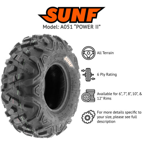 Neumáticos todo terreno SunF 25x8-12 25x8x12 ATV UTV 6 PR tubeless A051 POWER II - Imagen 2 de 12