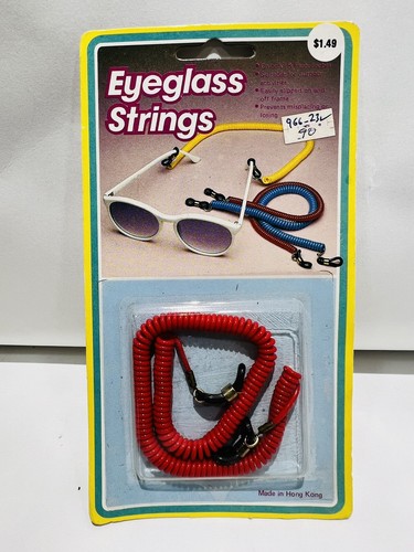 Vintage Eyeglass String Chain Scrunchie Red Made Hong Kong - Picture 3 of 3