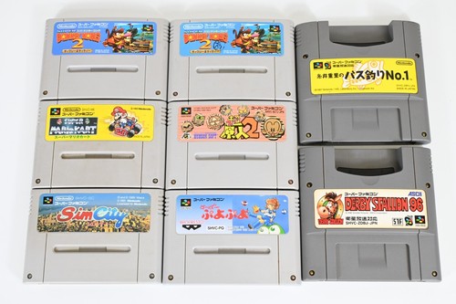 Super Famicom SFC Donkey Kong 2 & Mario Kart & Genjin 2 & Sim City & etc
