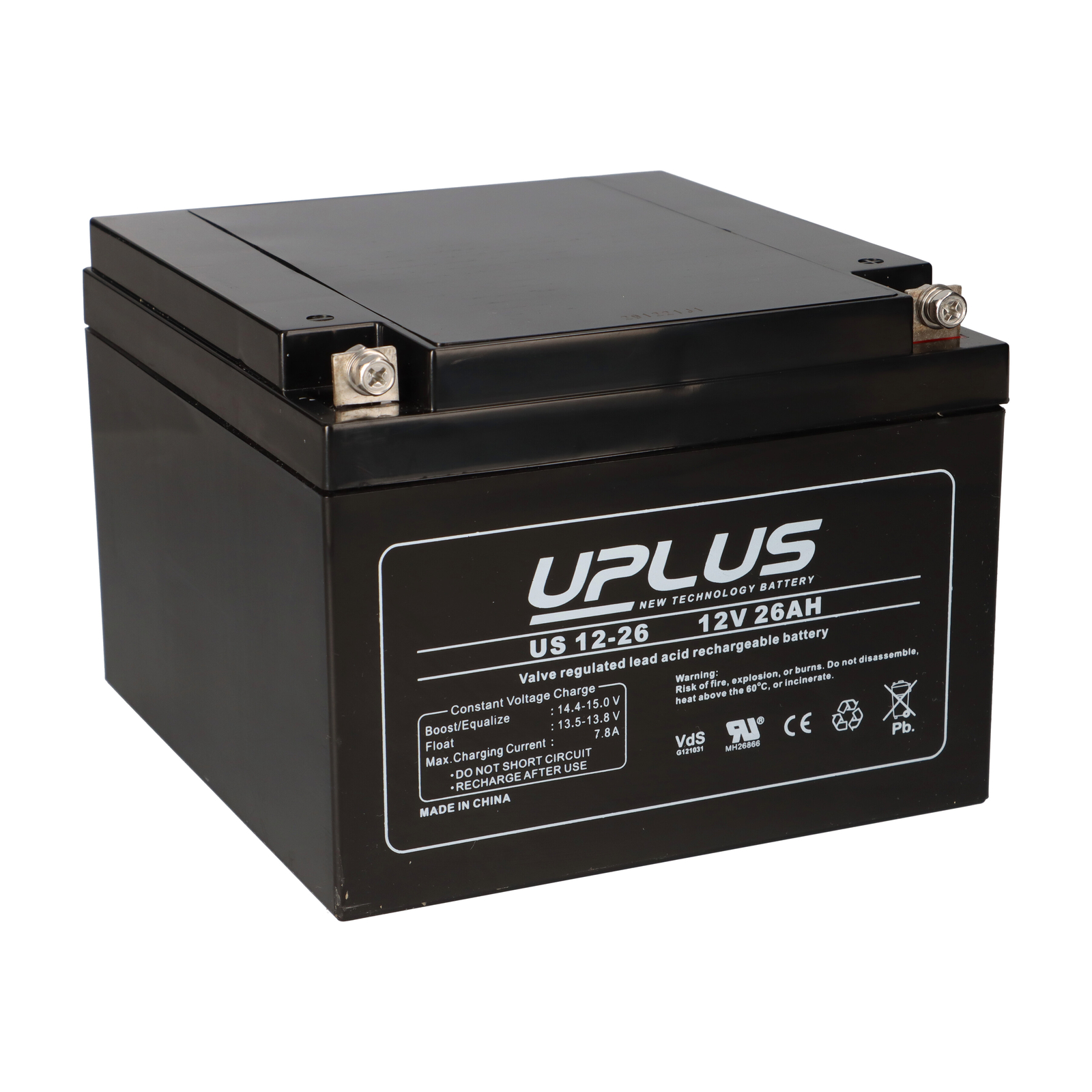 Uplus Bleiakku 12V 26Ah Batterie AGM US12-26 wartungsfrei VdS passend 24Ah 28Ah 