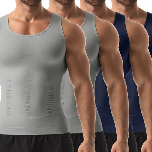 4 Pack Men Compression Shirt Slimming Body Shaper Vest Tummy Control Shapewear - Picture 23 of 24