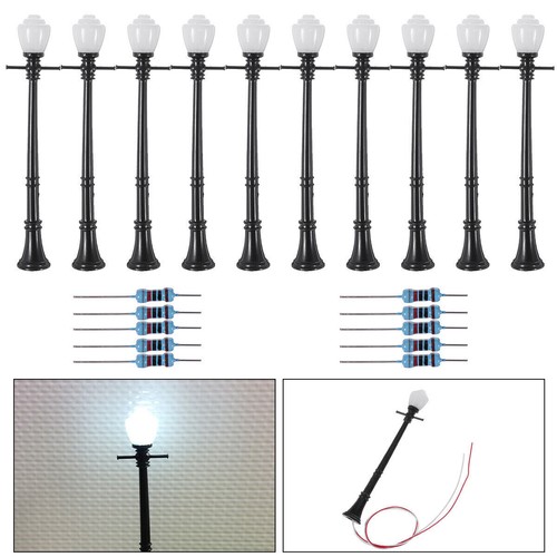 10X LCX04 Model Railway Lamppost Lamps Mini LEDs Street Lights Set - Picture 3 of 7