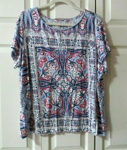 Dress Barn White Red Blue Short Sleeve Top Plus Size 3 X Ebay