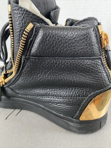 Giuseppe Zanotti Design RDW329 Black Leather With Gold Plate Zippers Sz 39 - Imagen 16 de 24