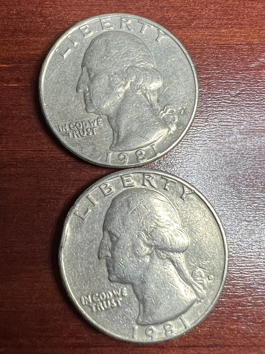 1981 P Washington And 1981 D Quarter ERRORS 2 Coins DDO MINT